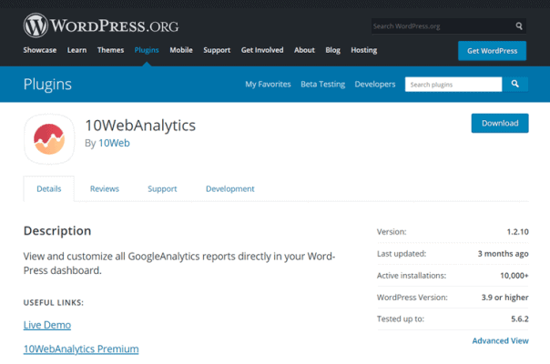 10webanalytics wordpress plugin