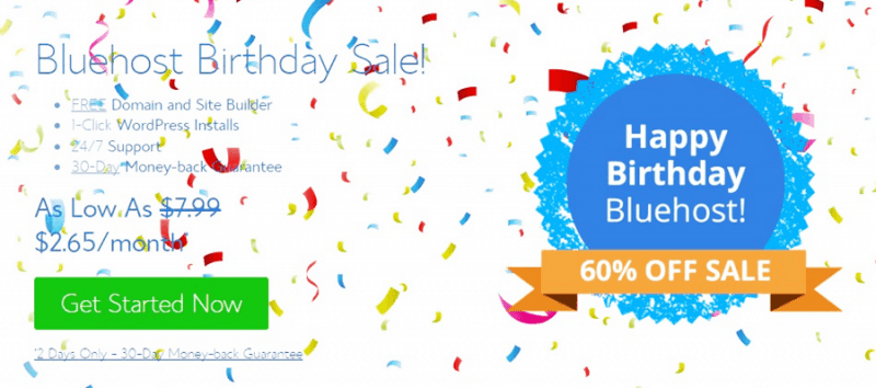 bluehost birthday sale