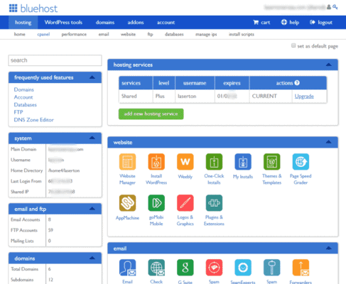 bluehost cpanel