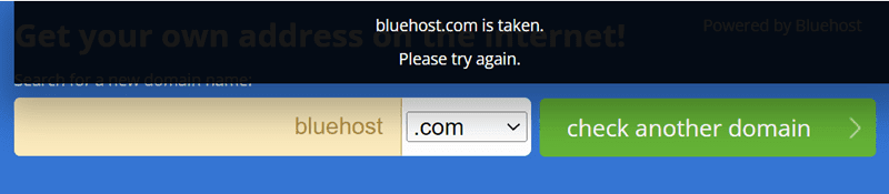 bluehost domain name not available