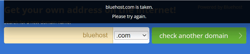 доменное имя Bluehost недоступно