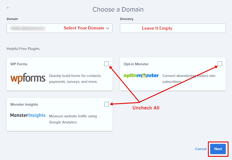 bluehost domain name selection