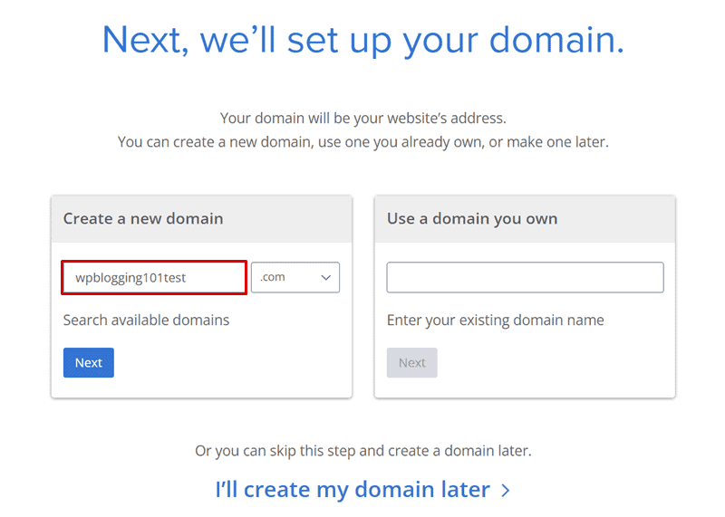 bluehost free domain