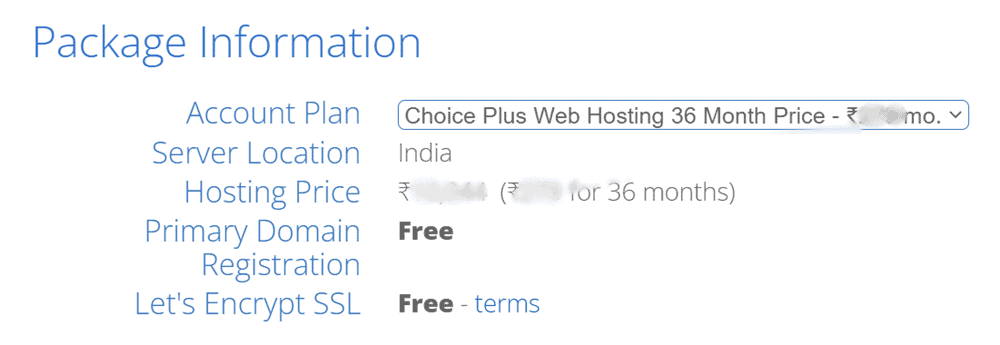 bluehost india hosting package details
