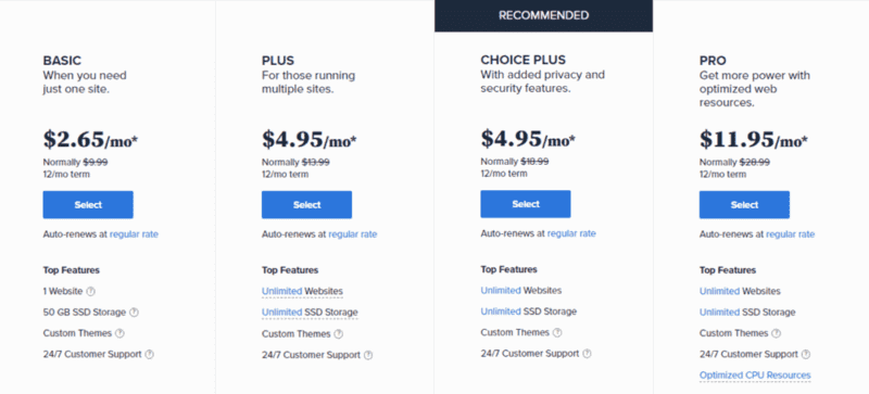 bluehost pricing