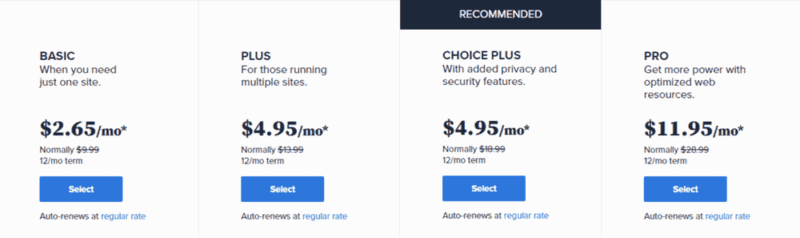 bluehost pricing