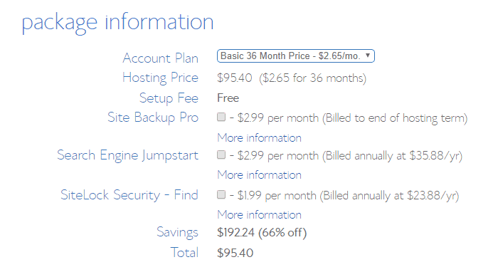 bluehost pricing