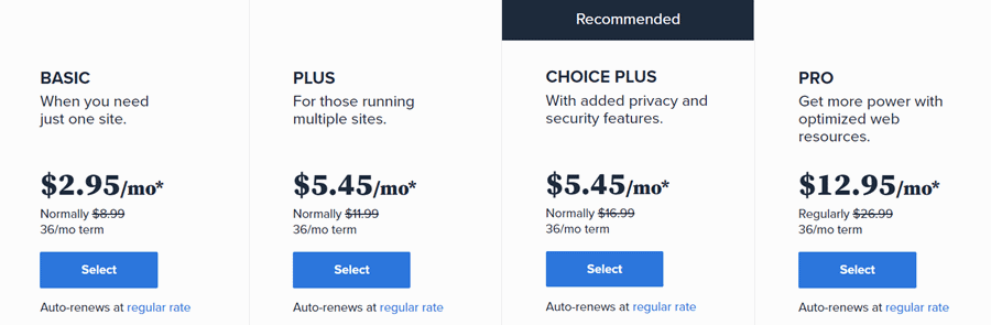 bluehost pricing