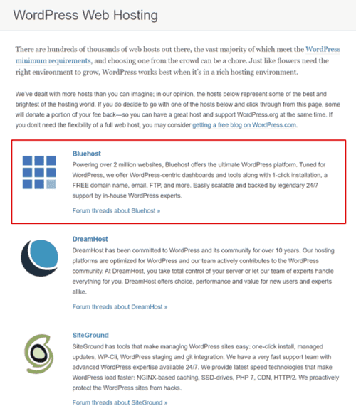 bluehost wordpress hosting