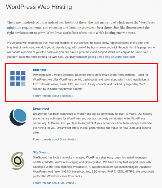 bluehost wordpress hosting