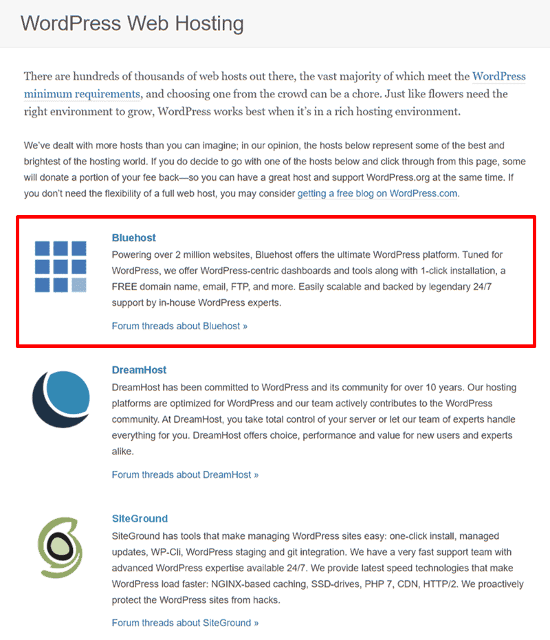 bluehost wordpress hosting