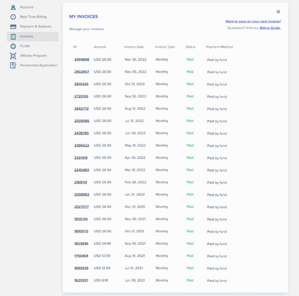 cloudways invoices