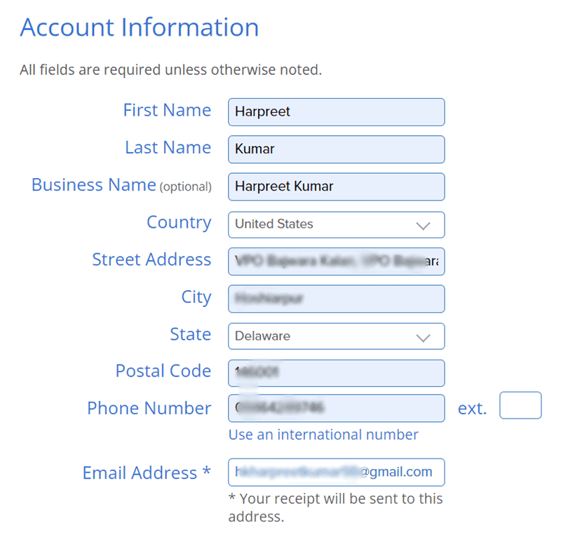 creating a bluehost hosting account