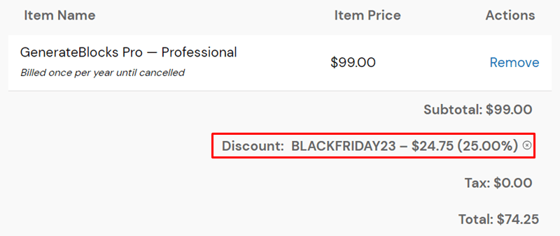 generateblocks discount