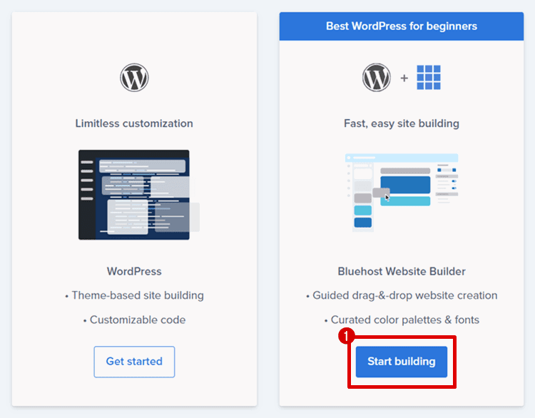 install wordpress on bluehost with website builder