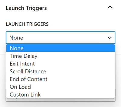 kadence conversions launch triggers