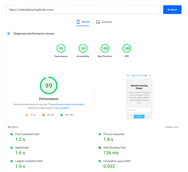 kadence theme speed test core web vitals