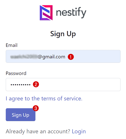 nestify new account