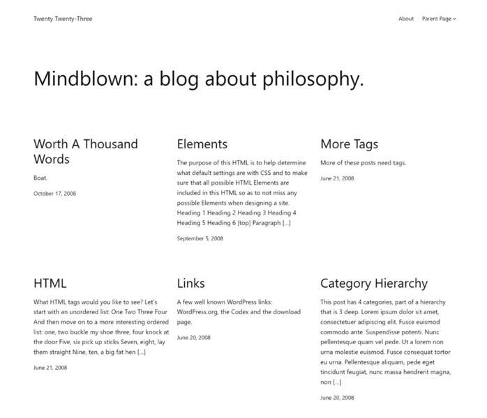 new wordpress blog layout