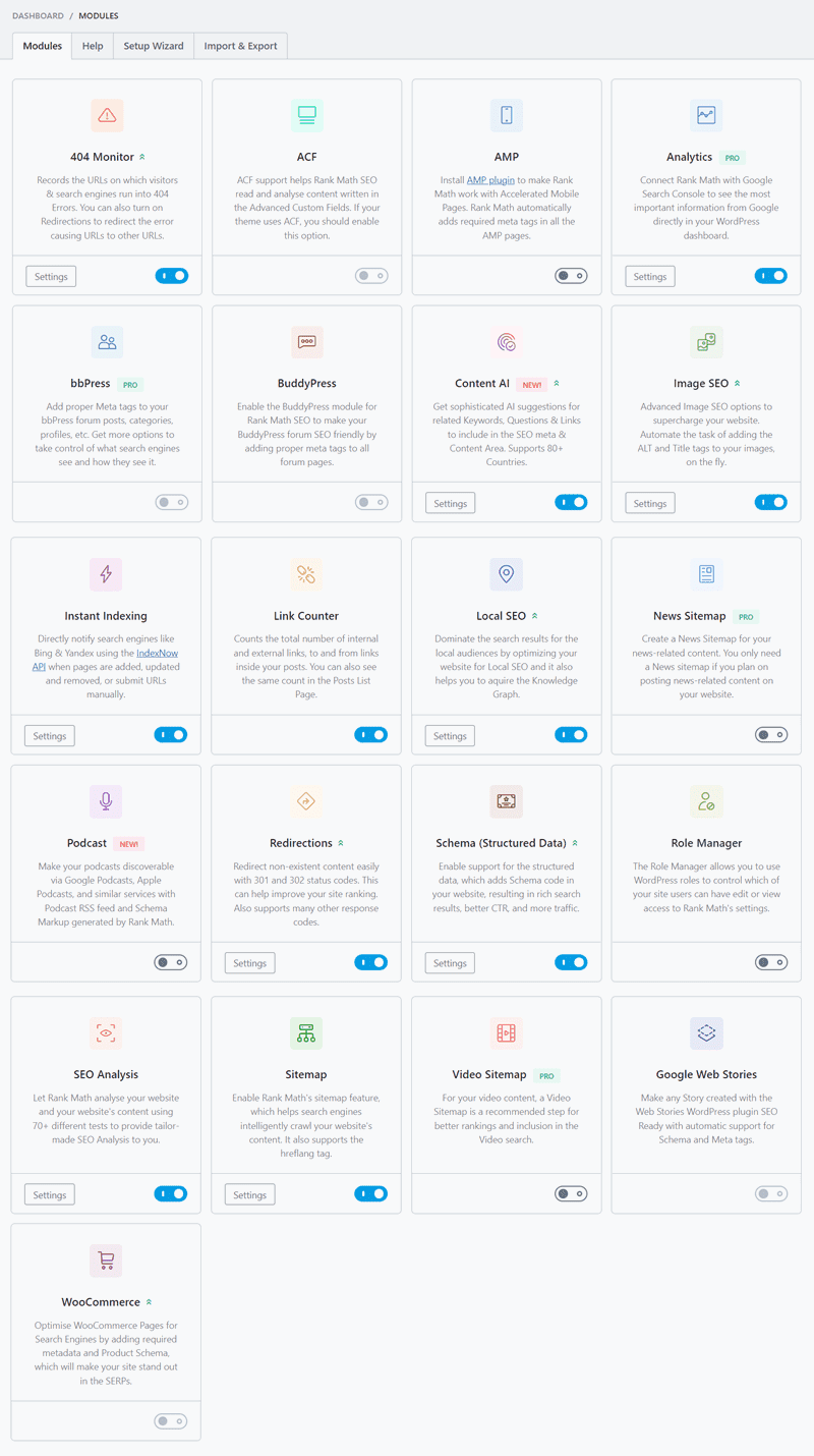 rank math modules