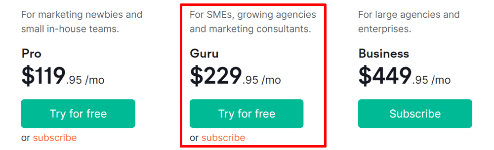 semrush pricing