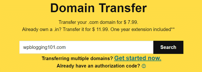 transfer domain from bigrock to godaddy