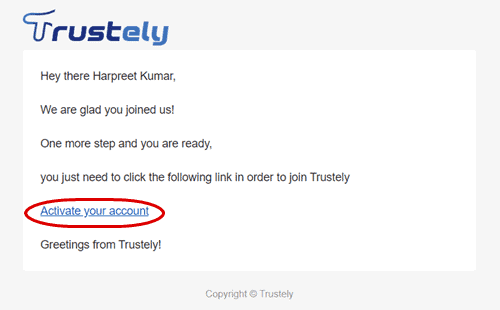 trustely account activation