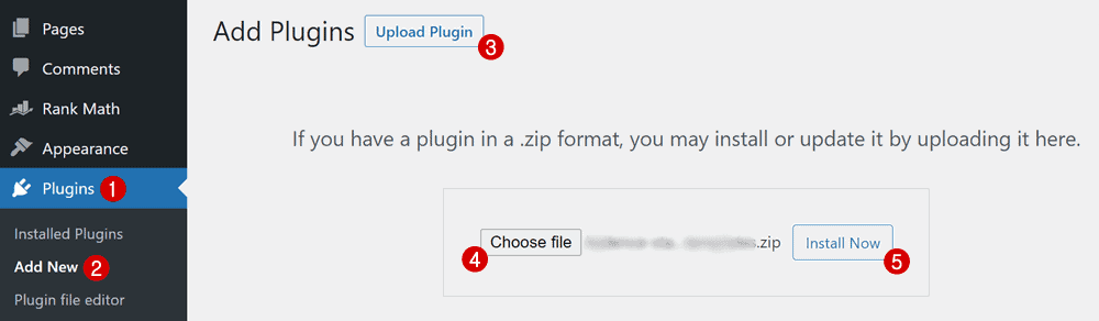 upload rank math pro plugin