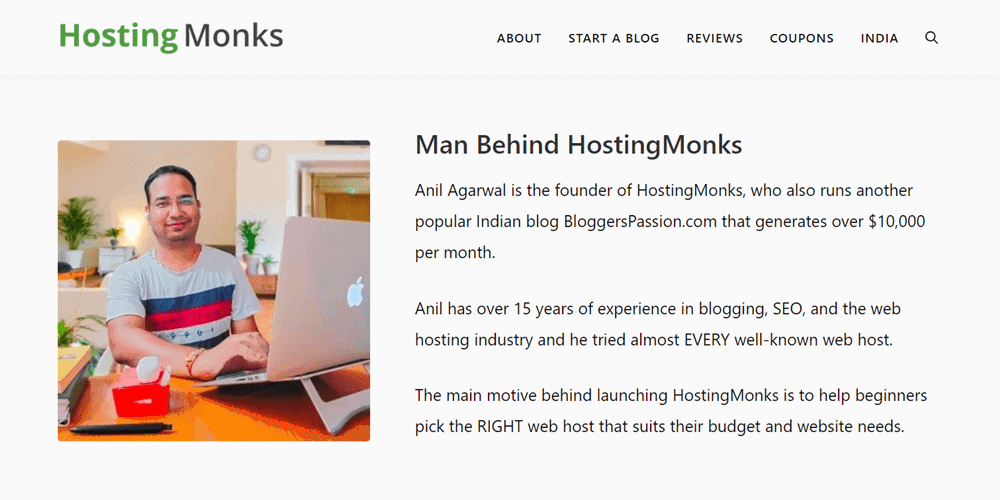 website examples hosting monks