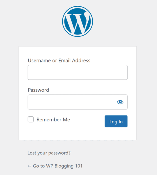 wordpress admin dashboard login