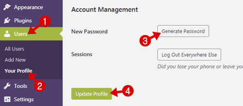 wordpress change password